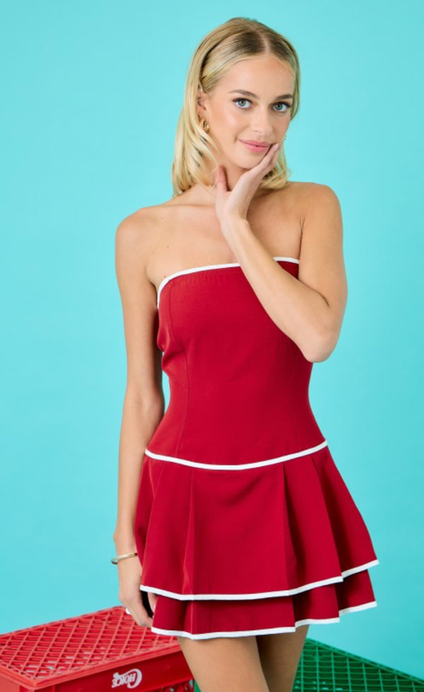 Crimson Romper Dress
