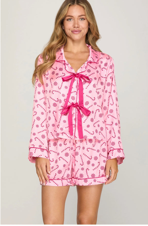 Candy Cane Pink Pajama Set