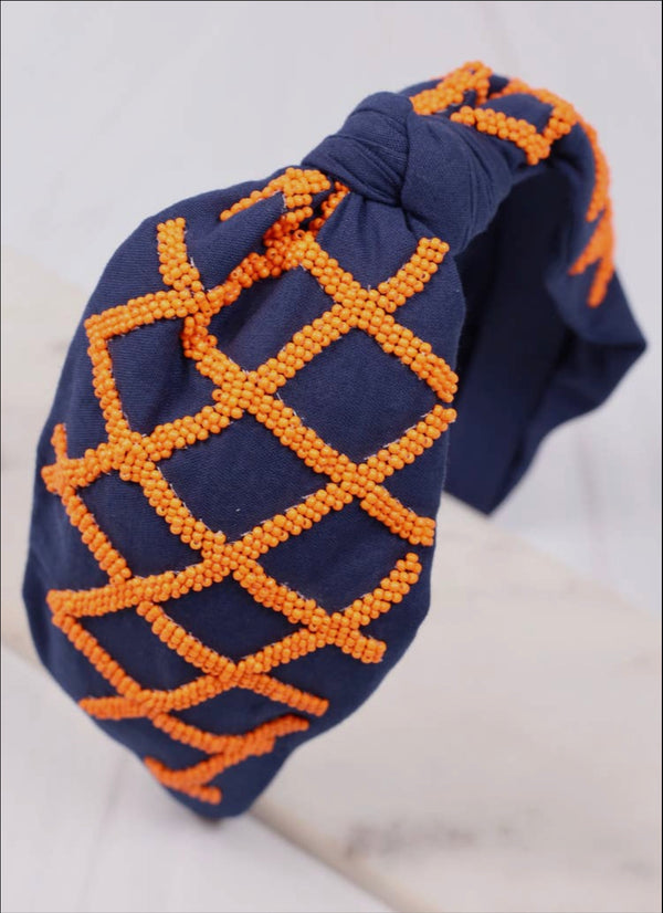 Defense Beaded Headband - Blue Orange - Shop Amour Boutique