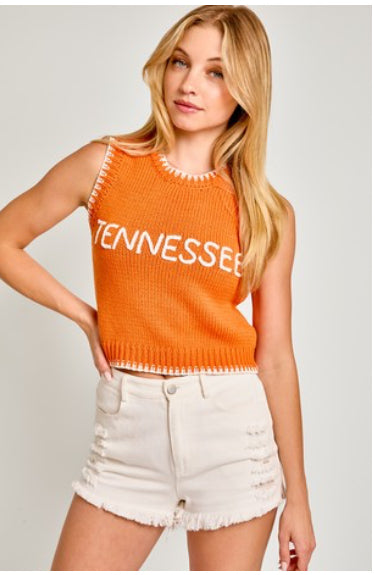 Tennessee game day sweater yarn knit sleeveless