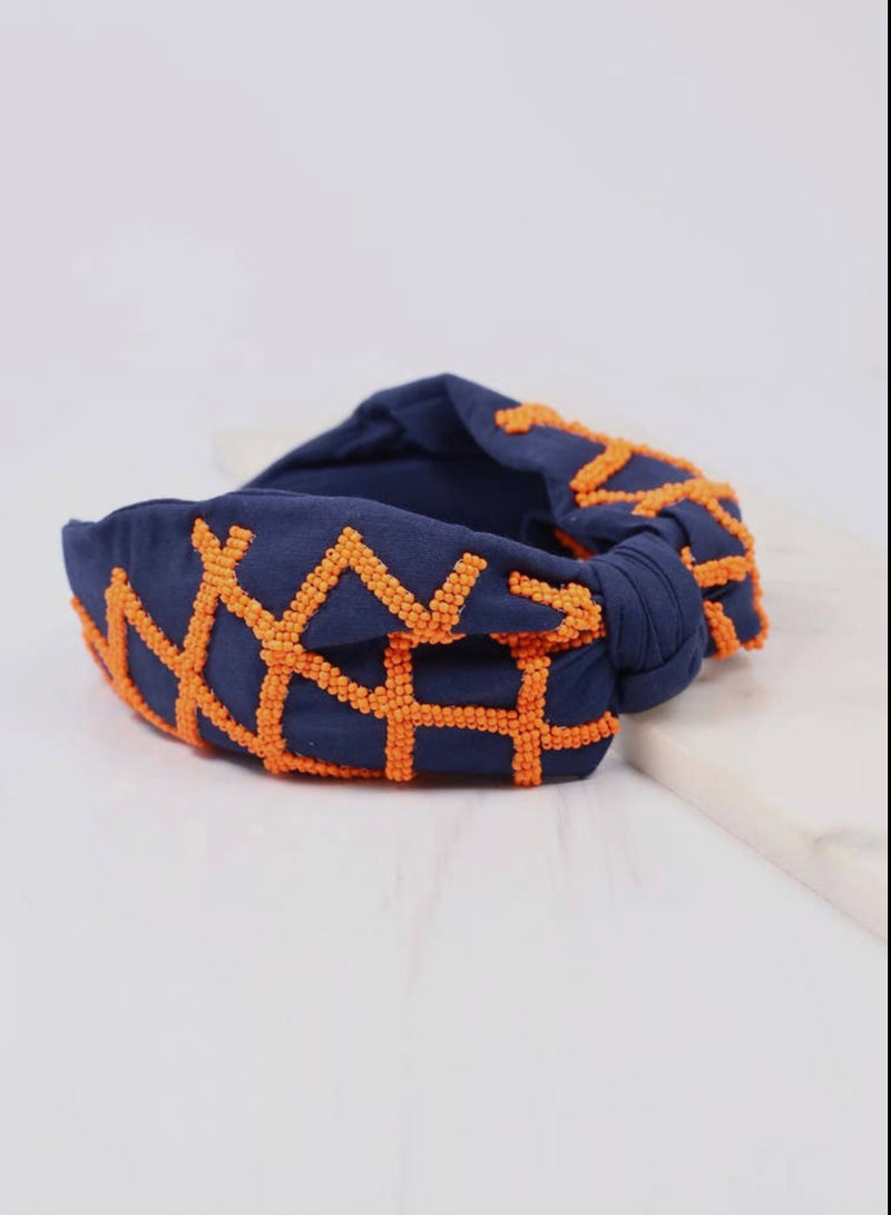 Defense Beaded Headband - Blue Orange - Shop Amour Boutique