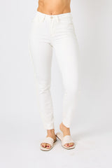 Judy Blue Mid Rise Braided Detail Relaxed Fit Jeans - Shop Amour Boutique