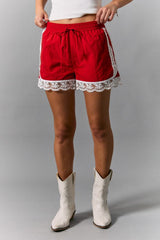 Lace Trim Game Day Shorts