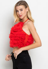 Ruffle Halter Top - Red - Shop Amour Boutique