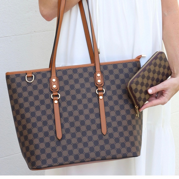 Patterned Tote with Wallet - Shop Amour Boutique