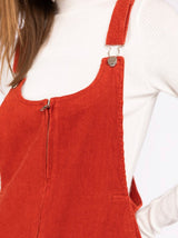 Frayed Corduroy Overall Dress - Burnt Orange - Pink Peach Boutique