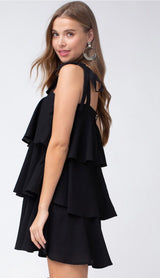 Just Give Me A Reason - Black Tiered Dress - Pink Peach Boutique