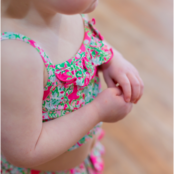 Girls Floral Swimsuit - Pink Peach Boutique