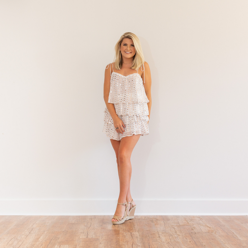 White Sequin Chiffon Shorts Shop Amour Boutique