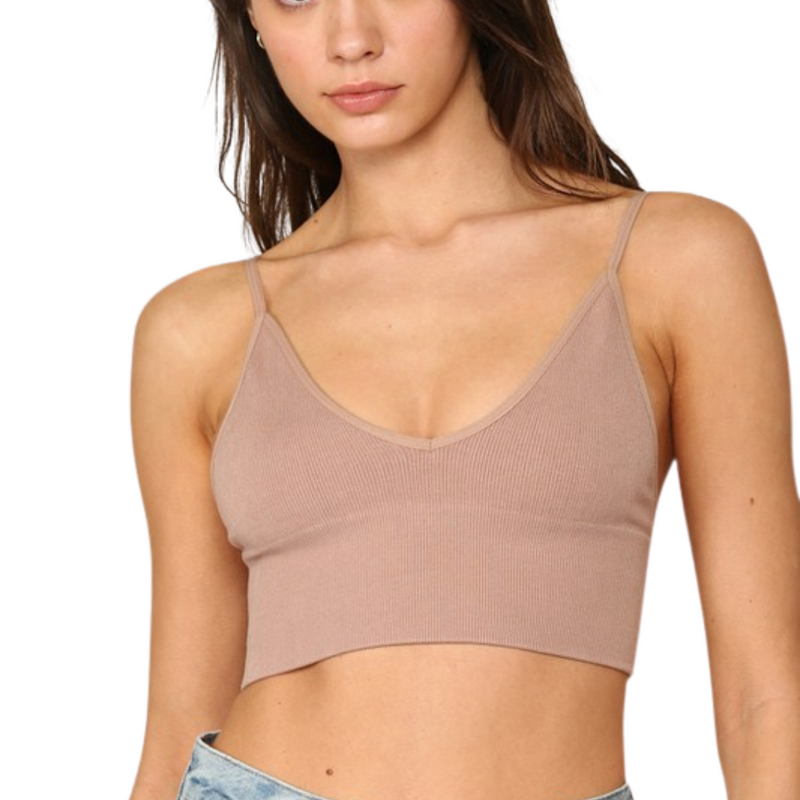 Ribbed Brami Top - Latte - Pink Peach Boutique
