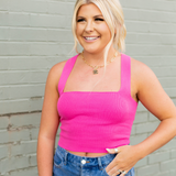 Ribbed Criss Cross Crop Top - Pink Peach Boutique