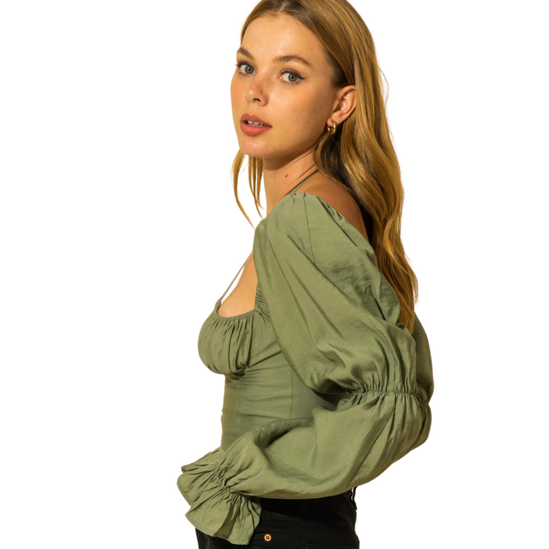 Forget Me Not Crop Top - Olive - Pink Peach Boutique