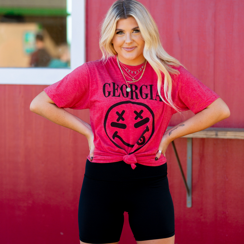 Georgia Smile T-Shirt - Red - Pink Peach Boutique