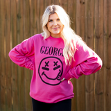 Georgia Smiley Face Sweatshirt - Pink - Pink Peach Boutique