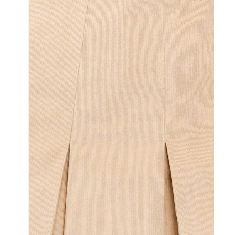 Corduroy Pleated Dress - Tan - Pink Peach Boutique