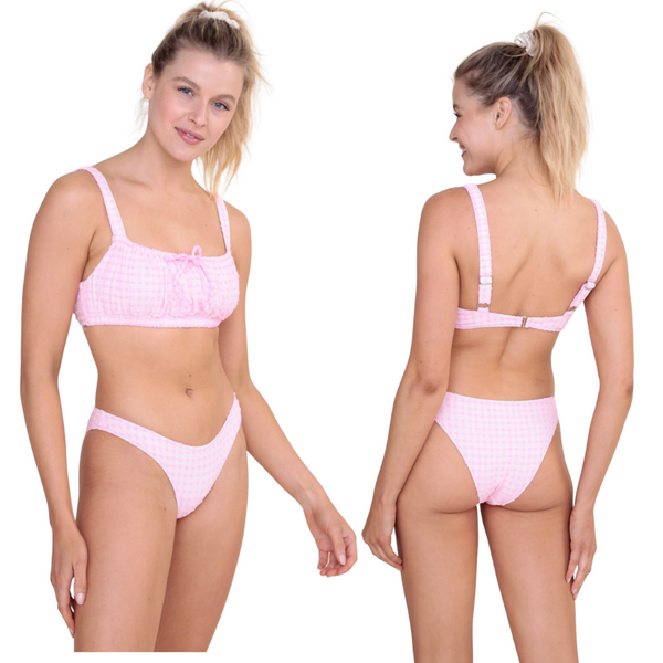 Smocked Gingham Bikini Set - Pink Peach Boutique