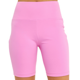 Pink Highwaisted Bike Shorts - Pink Peach Boutique