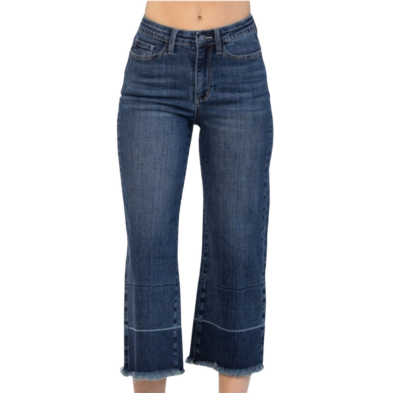 Judy Blue High Waisted Wide Leg Crop Jeans - Pink Peach Boutique