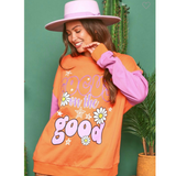 focus on the good screen print graphic sweatshirt - pink peach boutique
