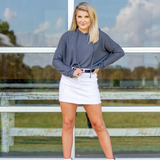 Waffle Knit Crop Hoodie - Charcoal - Pink Peach Boutique