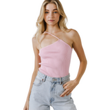 Pink One Shoulder Strap Tank Top - Pink Peach Boutique