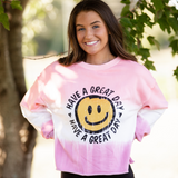 Tie Dye Smiley Sweatshirt - Pink Peach Boutique