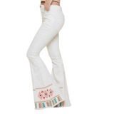 White Embroidered Flare Jeans - Pink Peach Boutique