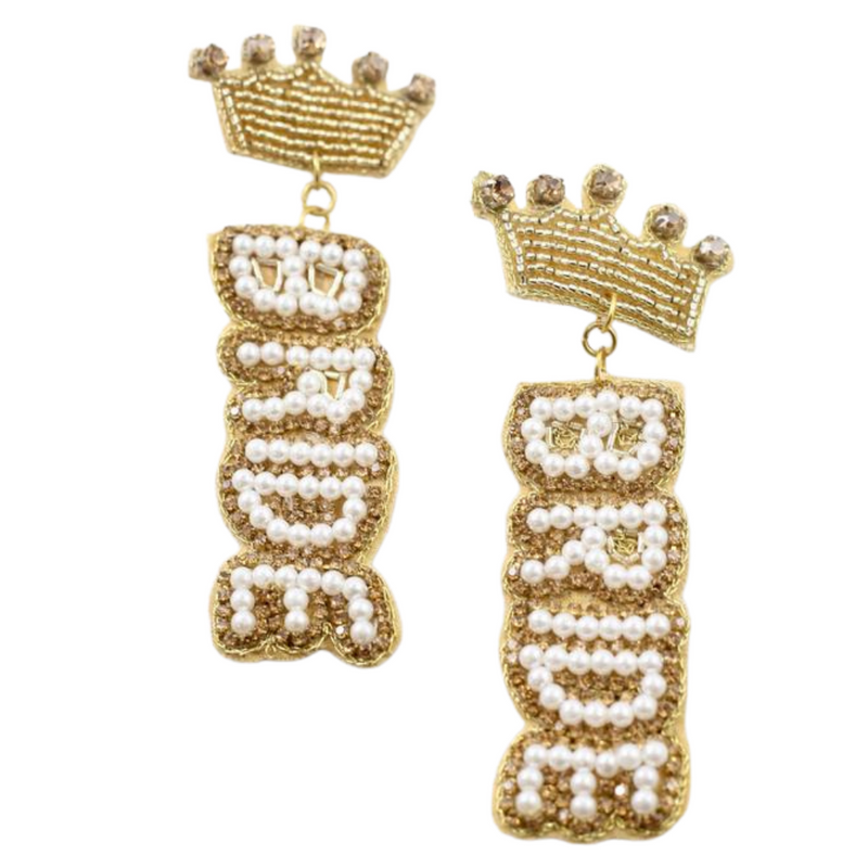 Crown Bride Earring - Gold - Pink Peach Boutique