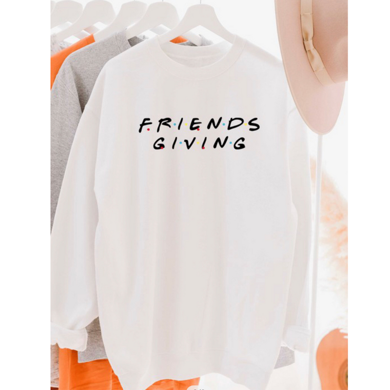 Friendsgiving Sweatshirt - White - Pink Peach Boutique