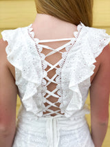 Embroidered Criss Cross Back Top - Shop Amour Boutique