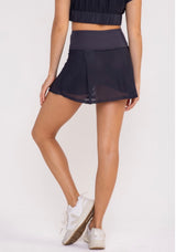 mono b black mesh tennis skirt - pleated with built in shorts mesh breathable overlay - pink peach boutique