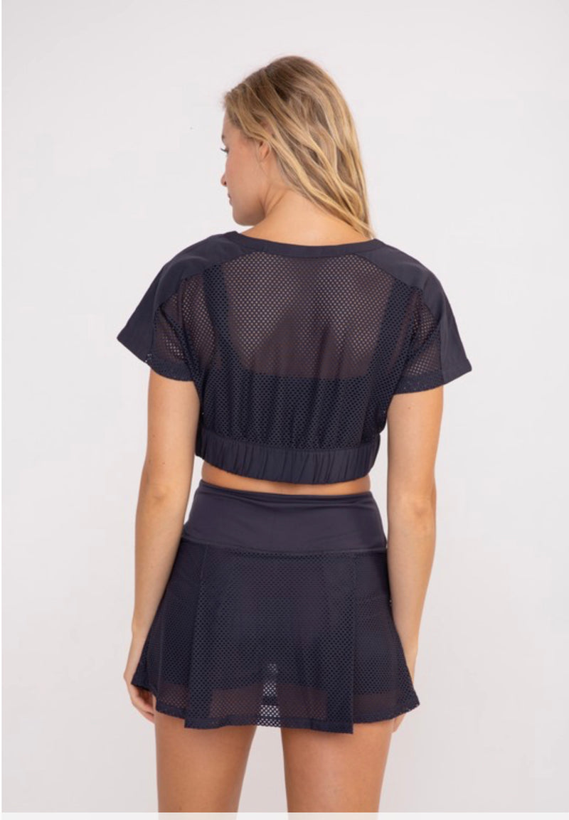 mono b black mesh crop top tennis matching set activewear 