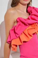 Pink One Shoulder Dress - Shop Amour Boutique