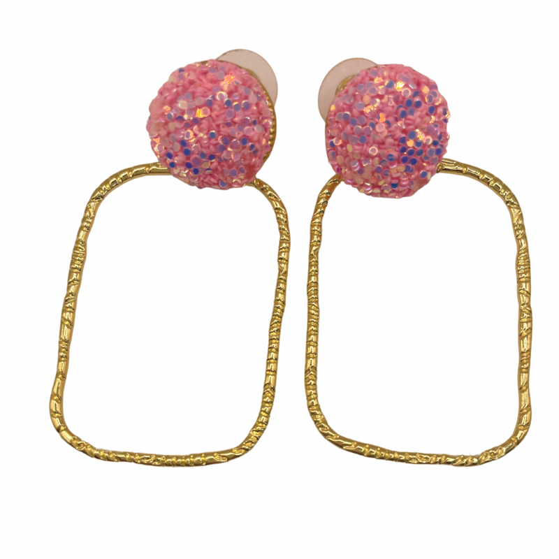 Glitter Top Hoop Earrings - Pink Peach Boutique