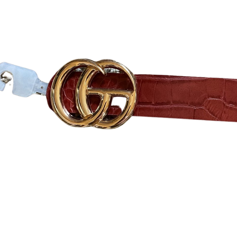 Red Leather Belt - Pink Peach Boutique