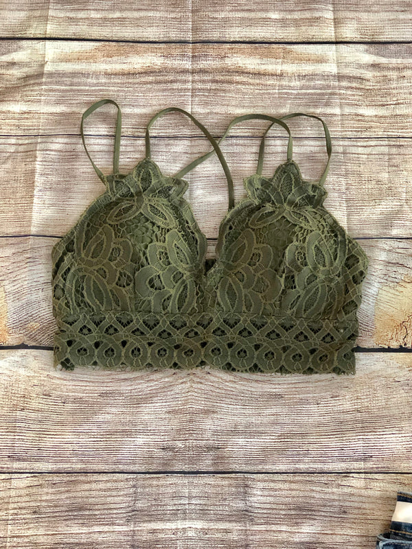 Crochet Lace High Neck Bralette (Mocha) – Blink Boutique