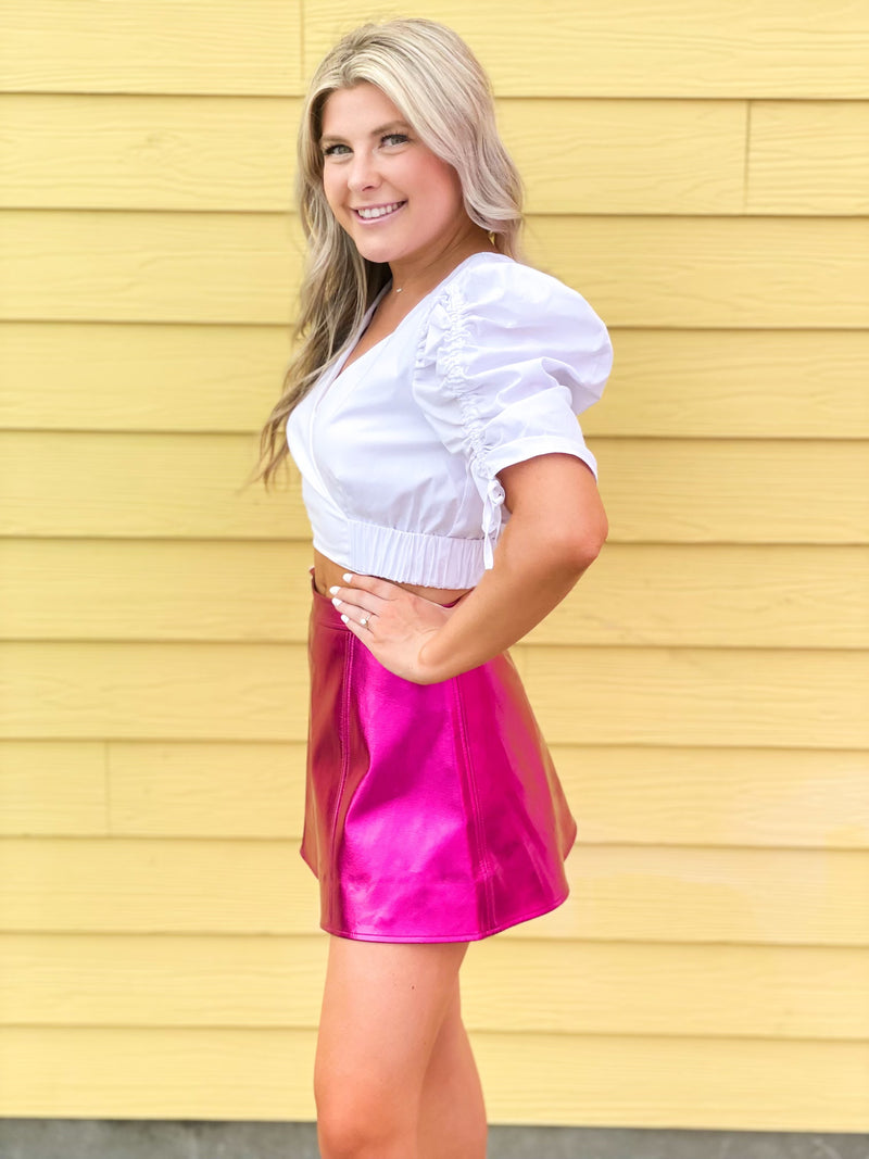 Pink boutique leather clearance skirt